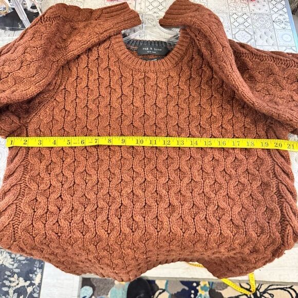 rag & bone  NWT Russet Deacon Crew Cable Knit Sweater Men’s Size Medium - Picture 3 of 8